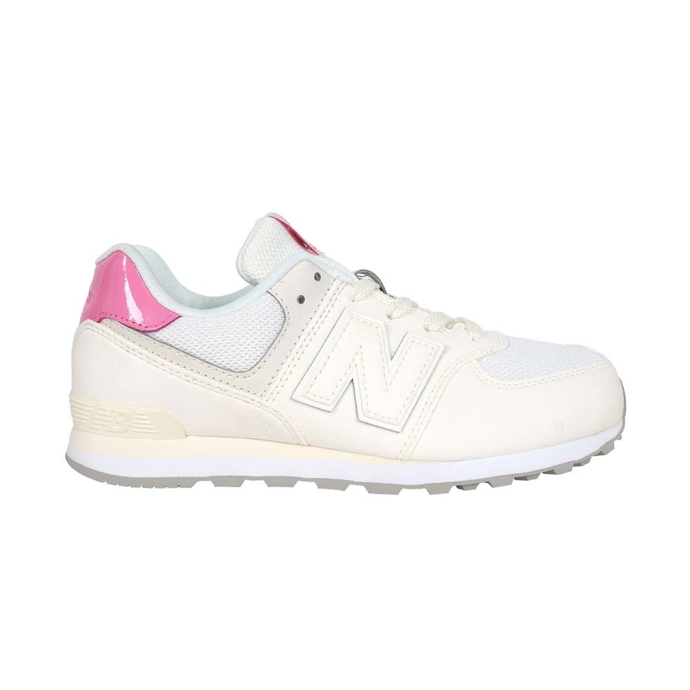 NEWBALANCE 女大童休閒運動鞋-WIDE-574系列 NB 寬楦 GC5742BA 米白粉紅