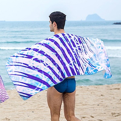 MIT超細纖維繽紛靚彩海灘巾-蔚藍海洋 MORINO摩力諾