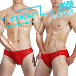 TIKU 梯酷 ~猛男呼吸 全透明網料三角男內褲 -紅色(RN1766)