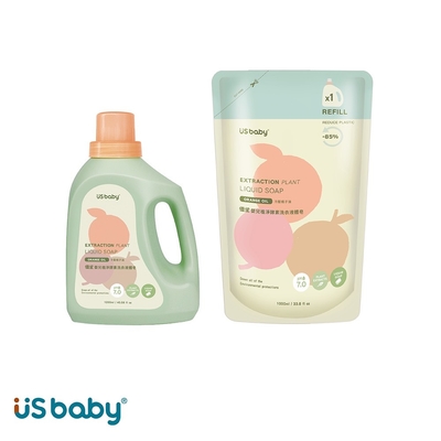 US baby 優生 植淨酵素洗衣液體皂1200ml+1000ml(1罐1補組)