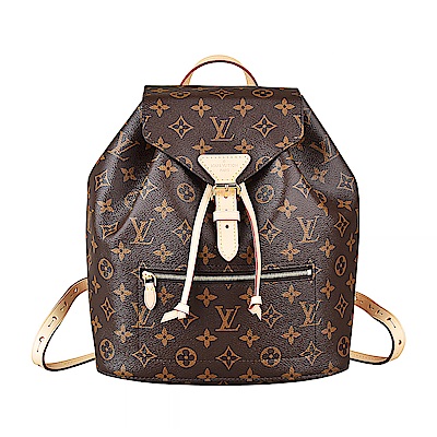 LV M43431 MONTSOURIS花紋LOGO Monogram帆布扣式後背包(紫)