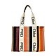 【Chloe’ 蔻依 】CHC22US383H312ZA 經典中號 Woody tote bag帆布皮革飾邊手提/肩背購物包(彩色) product thumbnail 1