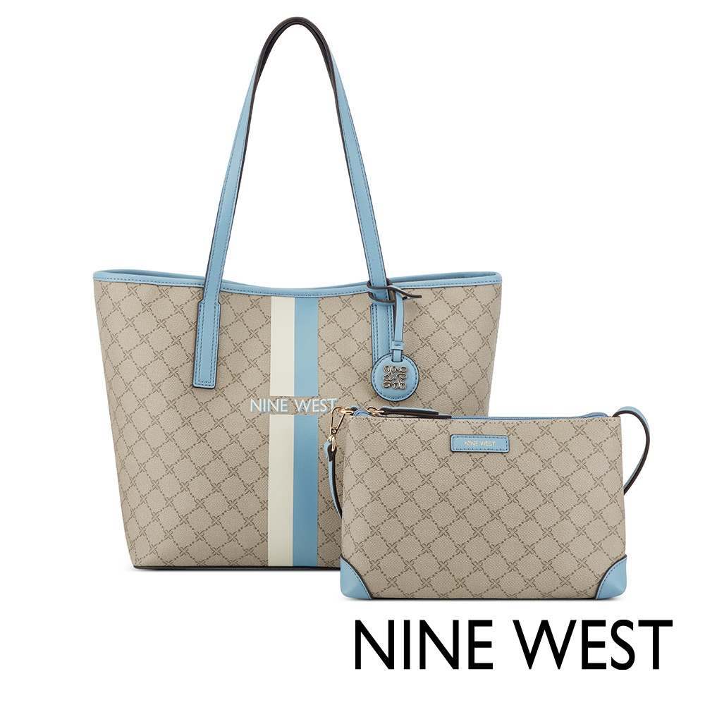 NINE WEST DELAINE LOGO直紋子母包-藍色(127323)