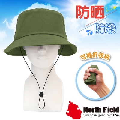 North Field 經典款 防水防曬中盤帽(帽圍可調) 休閒帽.圓盤帽.遮陽帽.運動帽_草莾綠