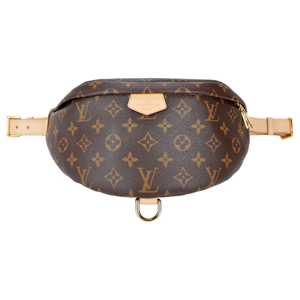Louis Vuitton Monogram 帆布印花鑲飾壓印LOGO斜背腰包(卡其棕)