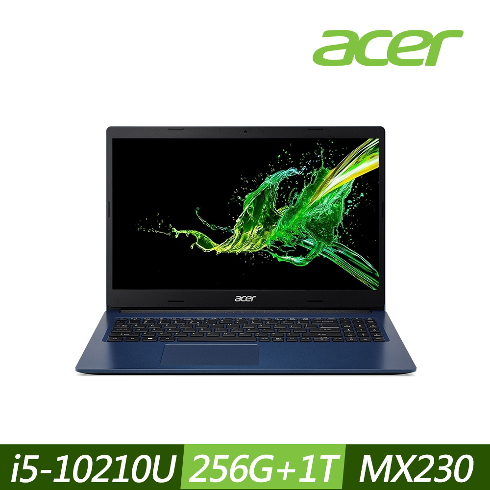 (結帳價19900)Acer A315-55G-52KU 15吋筆電(i5-10210U/MX230/4G/256G SSD+1TB/Aspire 3/藍)Acer Aspire 系列