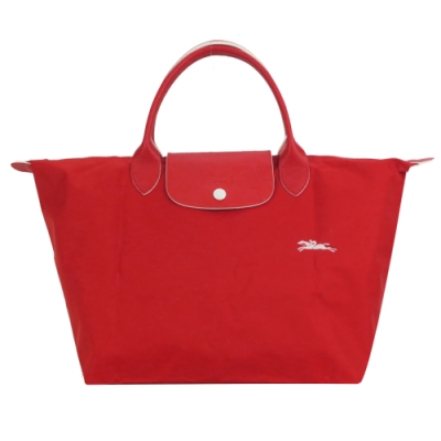 LONGCHAMP LE PLIAGE COLLECTION 刺繡短把水餃包(中/朱紅)