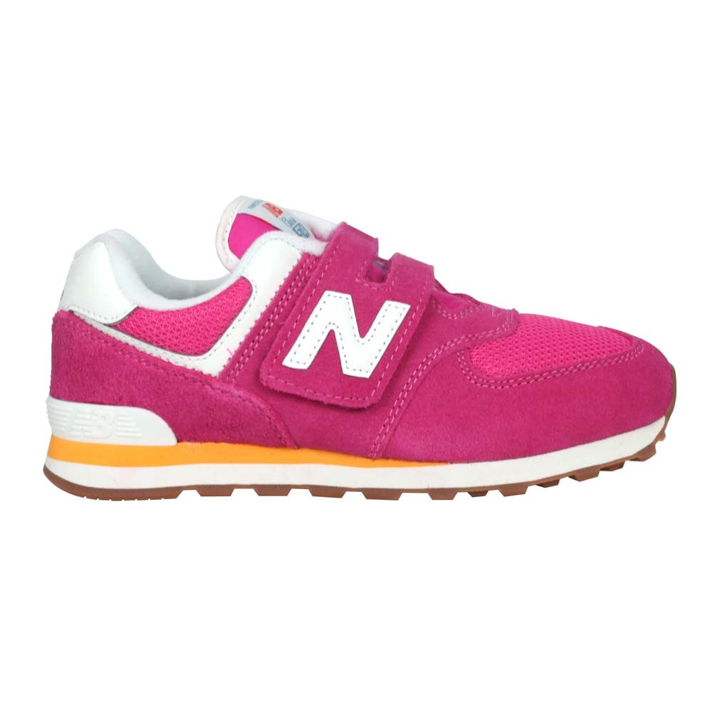 NEWBALANCE 女中童休閒運動鞋-WIDE-NB 麂皮 574系列 PV574HP2 桃紅白