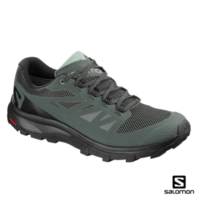 Salomon 男 GORETEX 低筒登山鞋 OUTline 灰綠