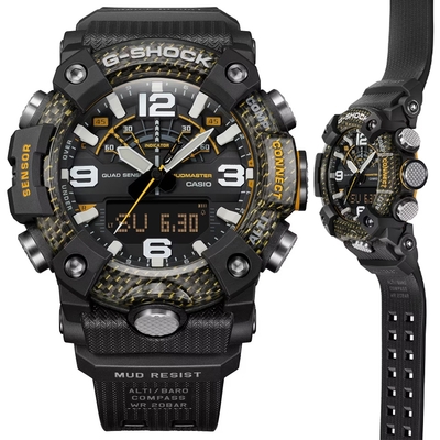 CASIO卡西歐 G-SHOCK MUDMASTER 防塵防泥 智慧藍芽雙顯錶-GG-B100Y-1A 黑黃