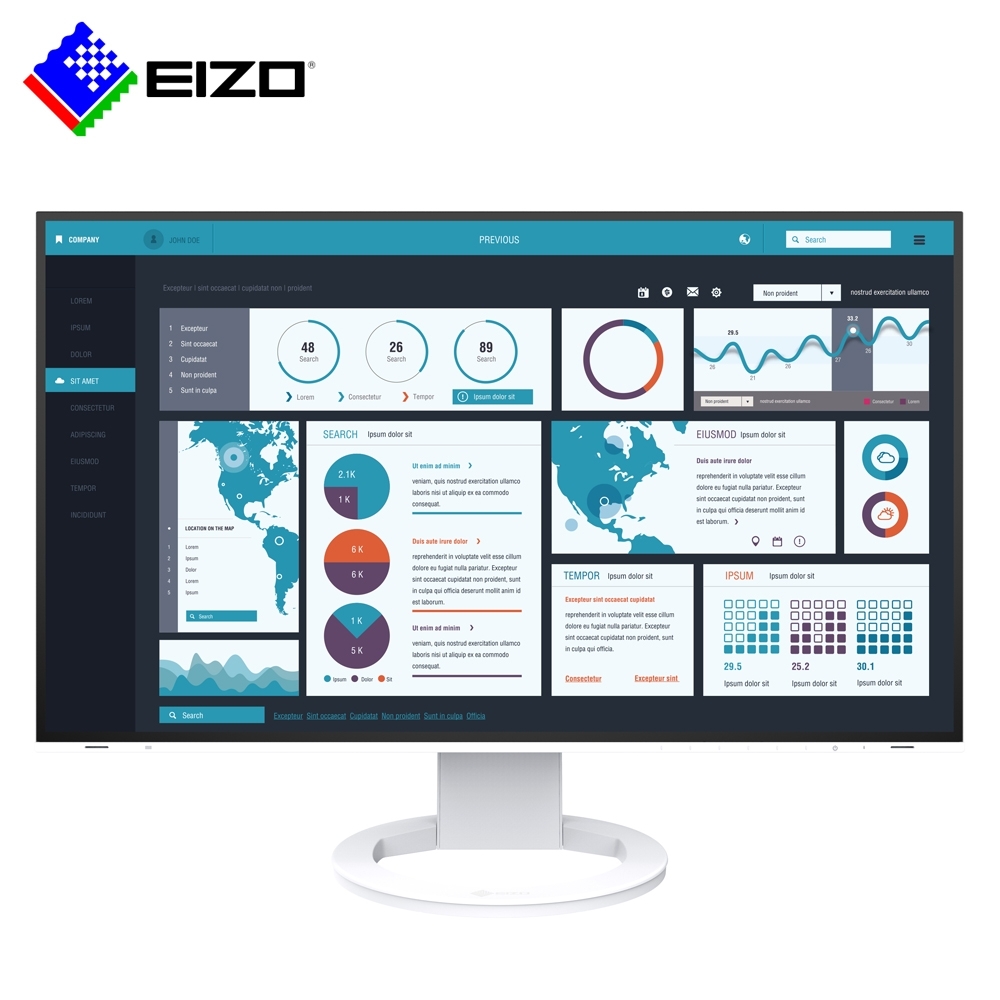 EIZO FlexScan EV2795 白色 27吋/多訊號輸入/薄邊框/低閃頻護眼16:9寬螢幕