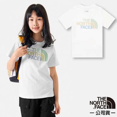 【The North Face】童 純棉多彩品牌LOGO短袖T恤.上衣_88ME-FN4 白色