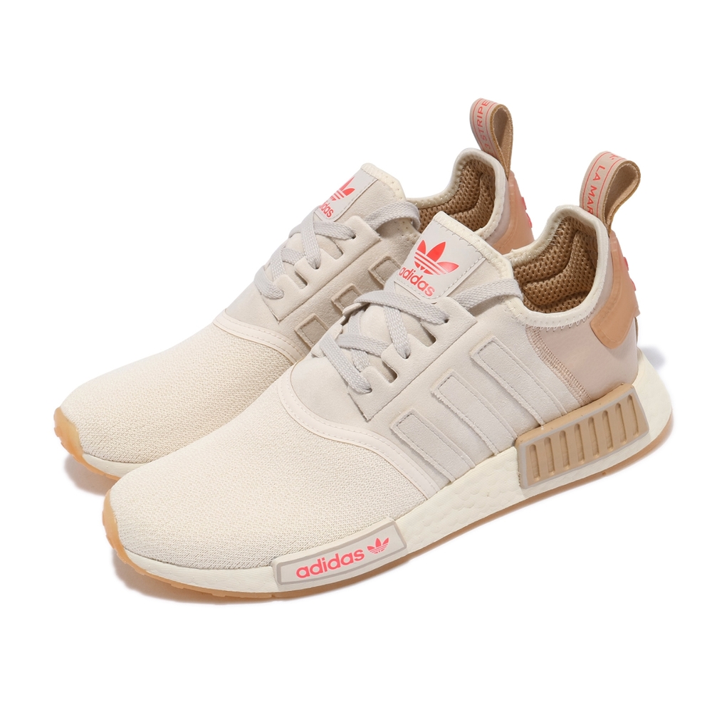 adidas 休閒鞋 NMD R1 襪套 運動 男女鞋 海外限定 愛迪達 經典款 情侶穿搭 淺卡其 紅 H67410