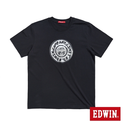 EDWIN 人氣復刻款 手繪釦LOGO短袖T恤-男-黑色