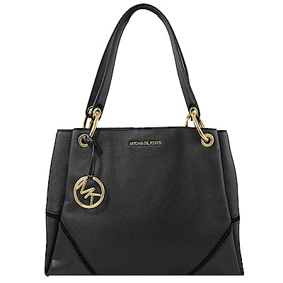 MICHAEL KORS Nicole 金屬LOGO PVC三層肩背包(黑)