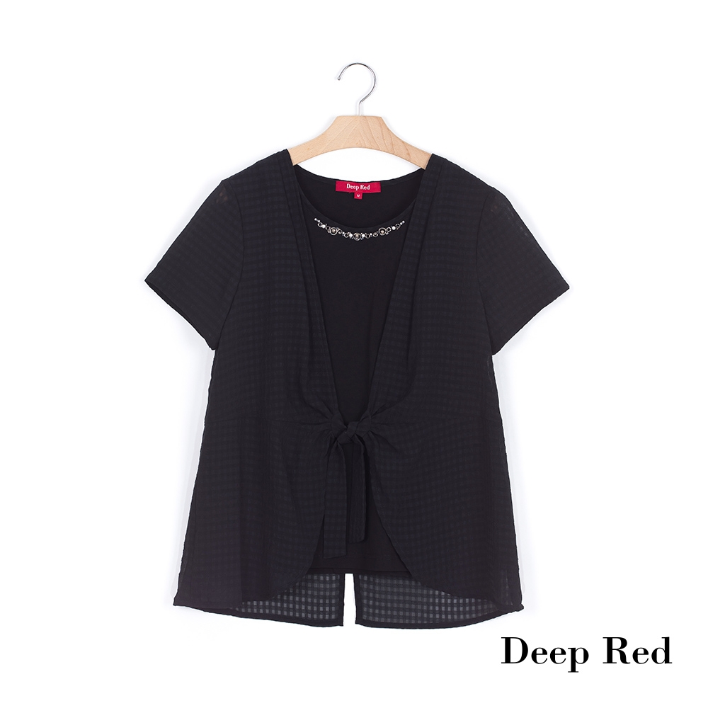 DeepRed 幹練職場女性黑色造型上衣(1色)