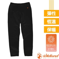 荒野 WildLand 童 遠紅外線彈性保暖褲.衛生長褲.內搭褲_黑