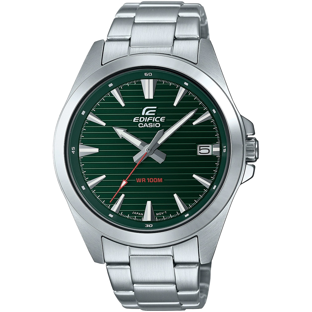 CASIO 卡西歐 EDIFICE 簡約運動風大三針手錶 送禮推薦-綠 EFV-140D-3A