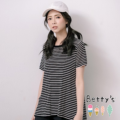 betty’s貝蒂思 後下襬開襟燕尾透膚針織衫(黑色)