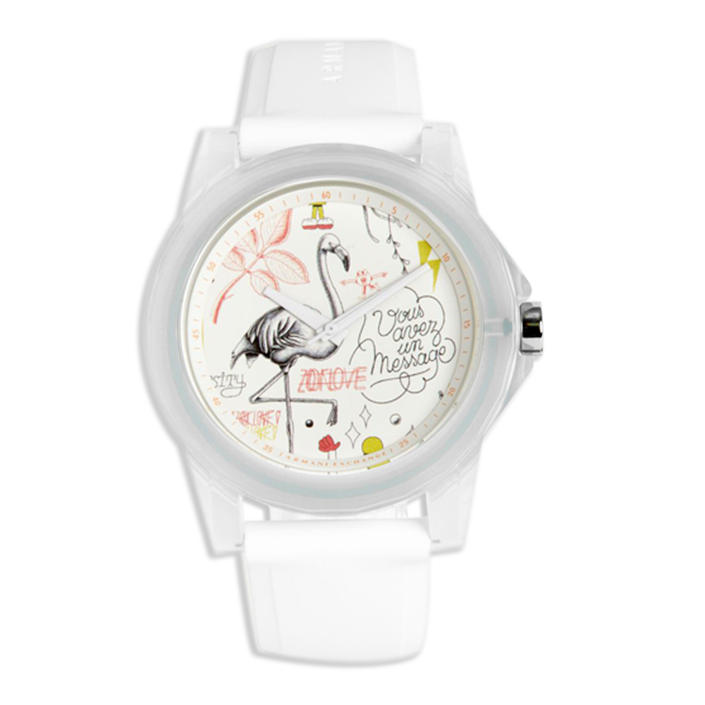 AX STREET ART系列ALEX LEHOURS甜美童趣天鵝設計手錶-白| ARMANI
