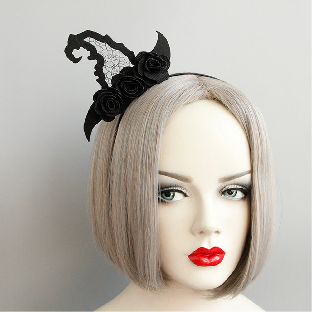 摩達客 萬聖派對頭飾-黑色小網紗巫婆帽創意造型髮箍