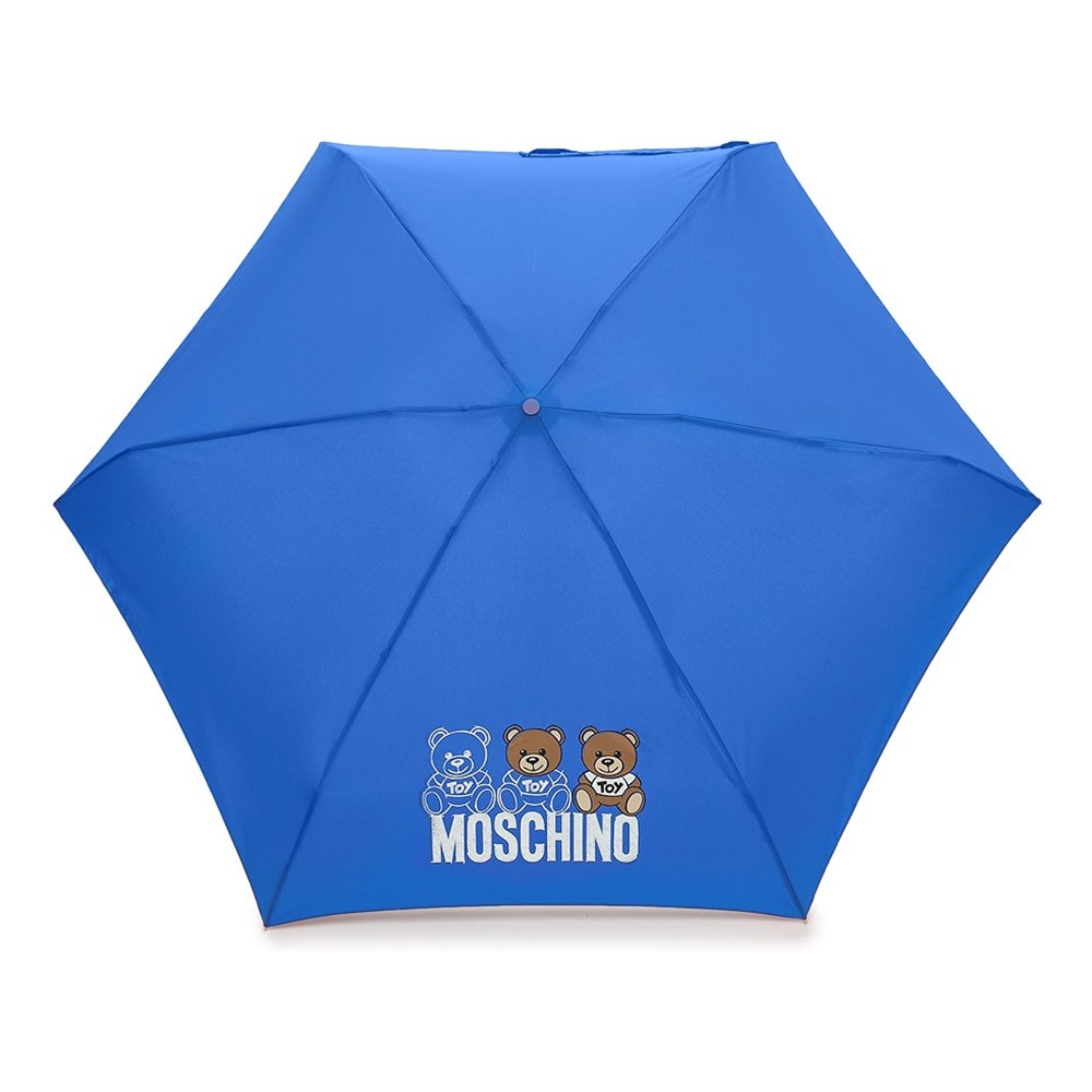 MOSCHINO 經典著色小熊折疊晴雨傘(附小熊吊飾)-天藍色