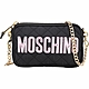 MOSCHINO 粉字菱格絎縫尼龍可拆鍊帶手拿/斜背包(黑色) product thumbnail 1