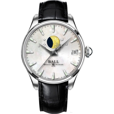 BALL 波爾錶官方授權B5 Trainmaster Moon Phase 鐵路長官月相機械錶(NL3082D-LLJ-WH)-34mm