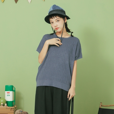 【MOSS CLUB】純色細絲紋連袖-女短袖針織衫(三色/魅力商品/版型適中)