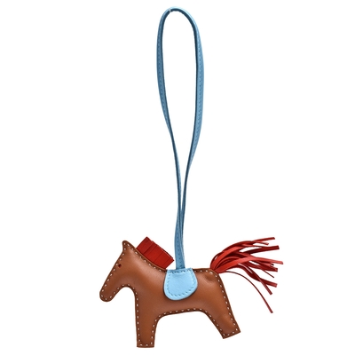HERMES RODEO馬兒造型小羊皮鑰匙圈/吊飾(迷你-棕/紅色)