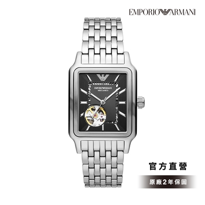 Emporio Armani Diego Diego 復古都會簍空機械手錶 銀色不鏽鋼鍊帶 36MM AR60057