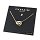 COACH 珍珠鋯石雙圈雙環鎖骨鍊-金色 product thumbnail 1