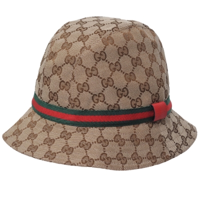 Gucci CAPPELLO WO 義大利製GG LOGO緹花布漁夫帽(經典駝/411790)