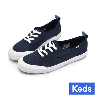 Keds CHAMIPON 復古率性帆布綁帶帆布休閒鞋-深藍 9233W112226