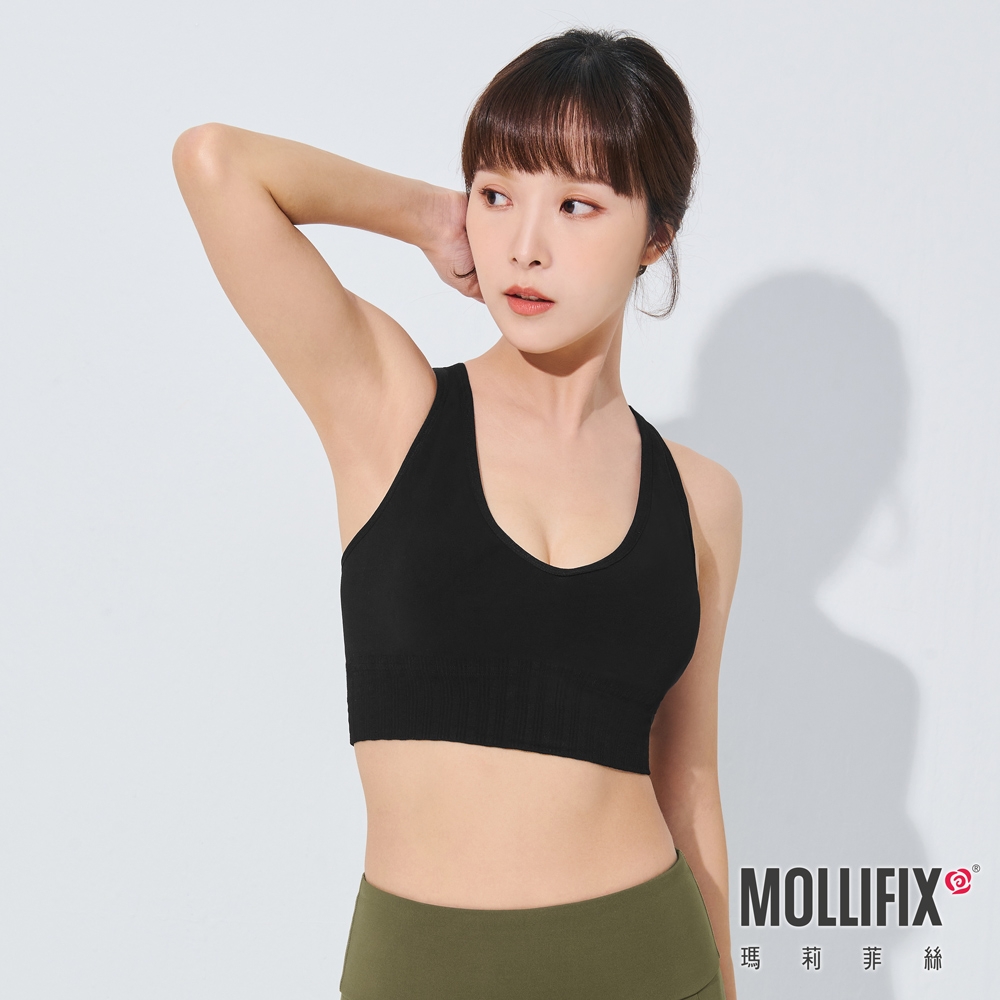 Mollifix 瑪莉菲絲 TRULY A++V領挖背升級包覆BRA (黑)瑜珈服、無鋼圈、開運內衣、暢貨出清