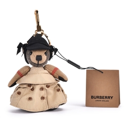 BURBERRY 風衣禮服造型 經典格紋Thomas 泰迪熊吊飾-典藏米色