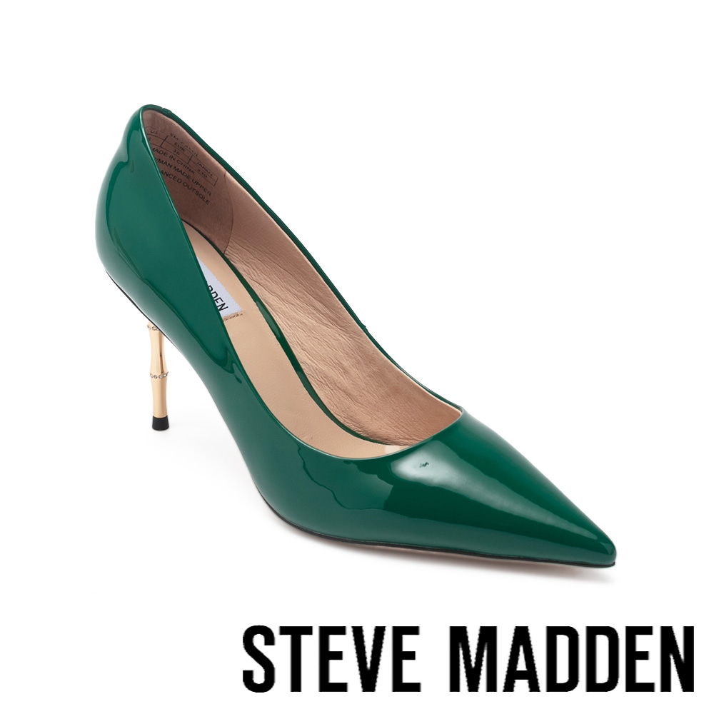 STEVE MADDEN-CAROL 鏡面金管鞋跟尖頭高跟鞋-綠色