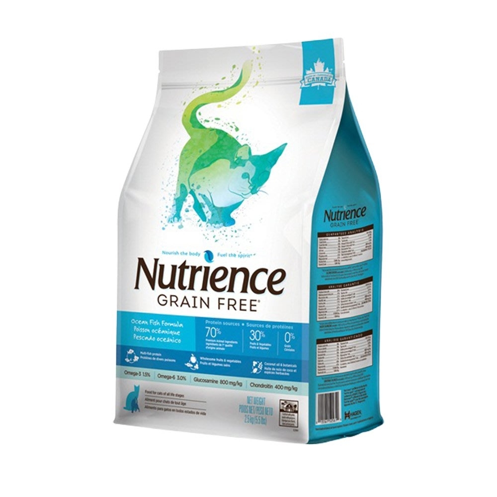 Nutrience紐崔斯GRAIN FREE無穀養生貓-六種魚(深海鱈魚&漢方草本) 1.13kg(2.5.lbs)(購買第二件都贈送寵物零食*1包)