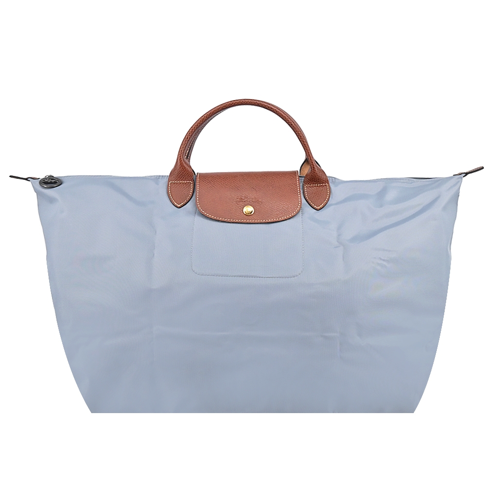 LONGCHAMP LE PLIAGE系列短把再生尼龍摺疊水餃旅行袋(小/鋼灰)LONGCHAMP