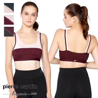 【pierre cardin 皮爾卡登女性內衣】拼接式U型無鋼圈運動內衣-紫紅