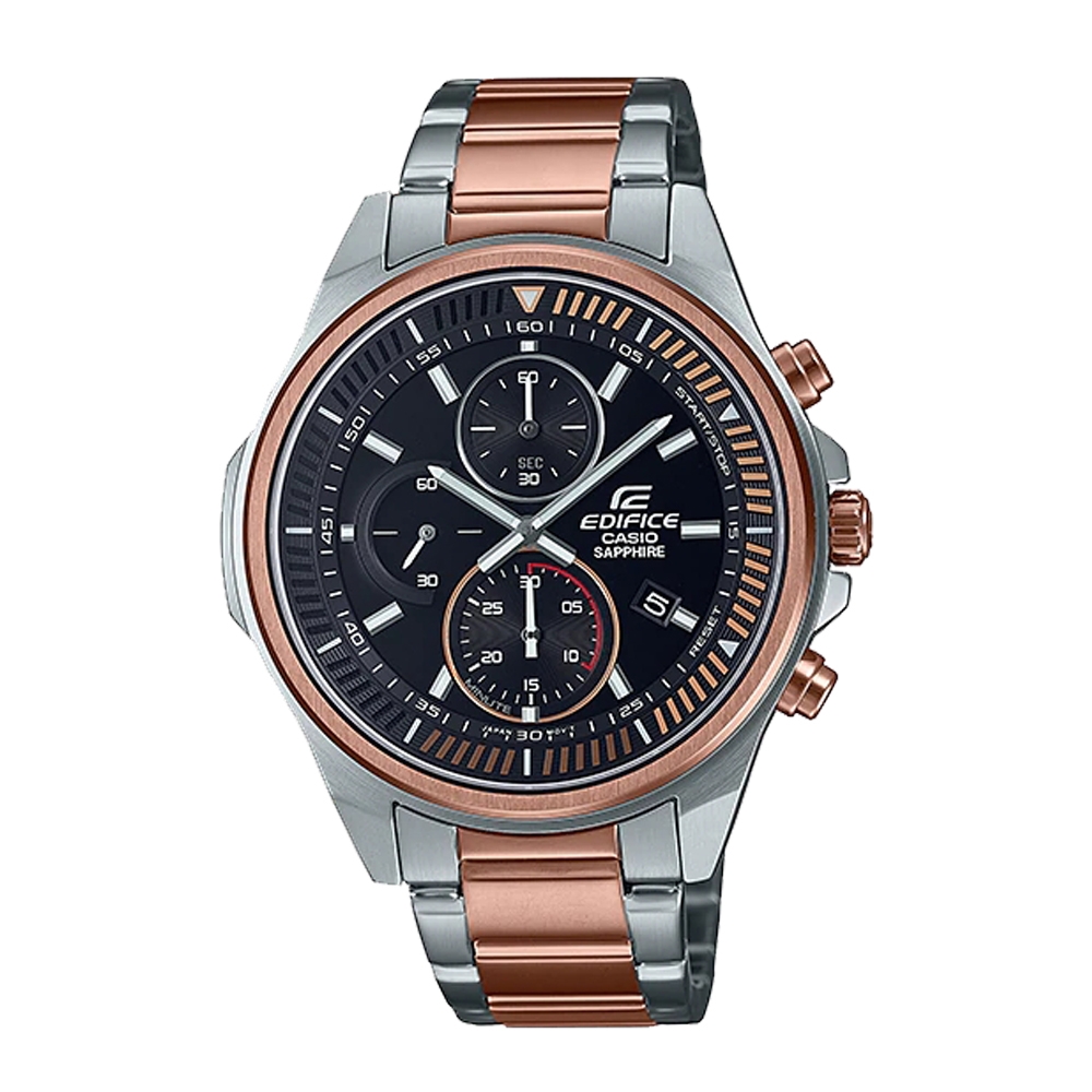 CASIO EDIFICE 輕薄系列 運動風三眼計時碼錶-粉紅金x49mm(EFR-S572GS-1A)