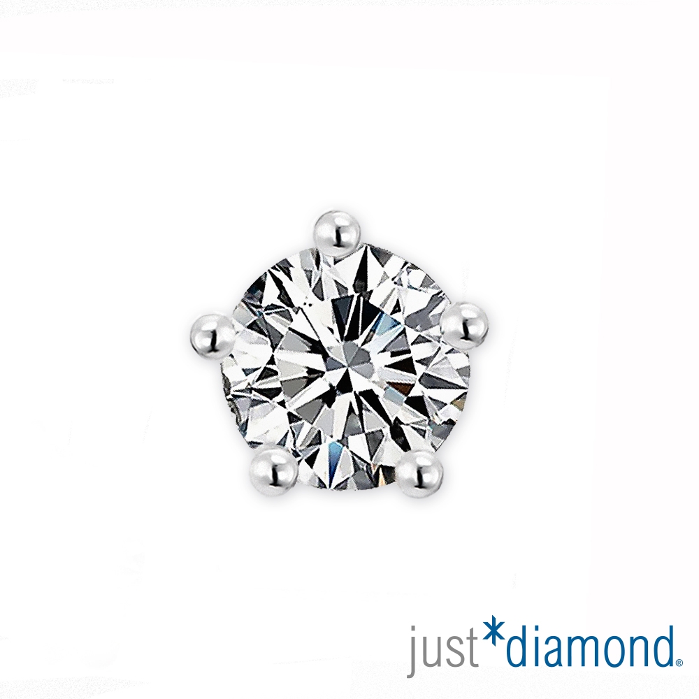 【Just Diamond】五爪清鑲18K金鑽石耳環(0.08ct)(單耳)