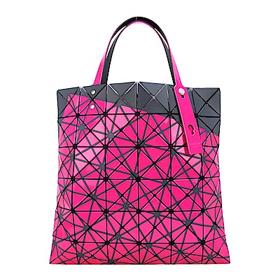 ISSEY MIYAKE 三宅一生 BAOBAO 6x6撞色錯視斜紋手提包(桃黑)