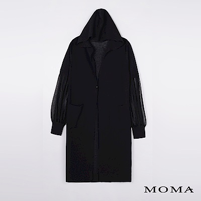 MOMA 網紗袖長版針織外套