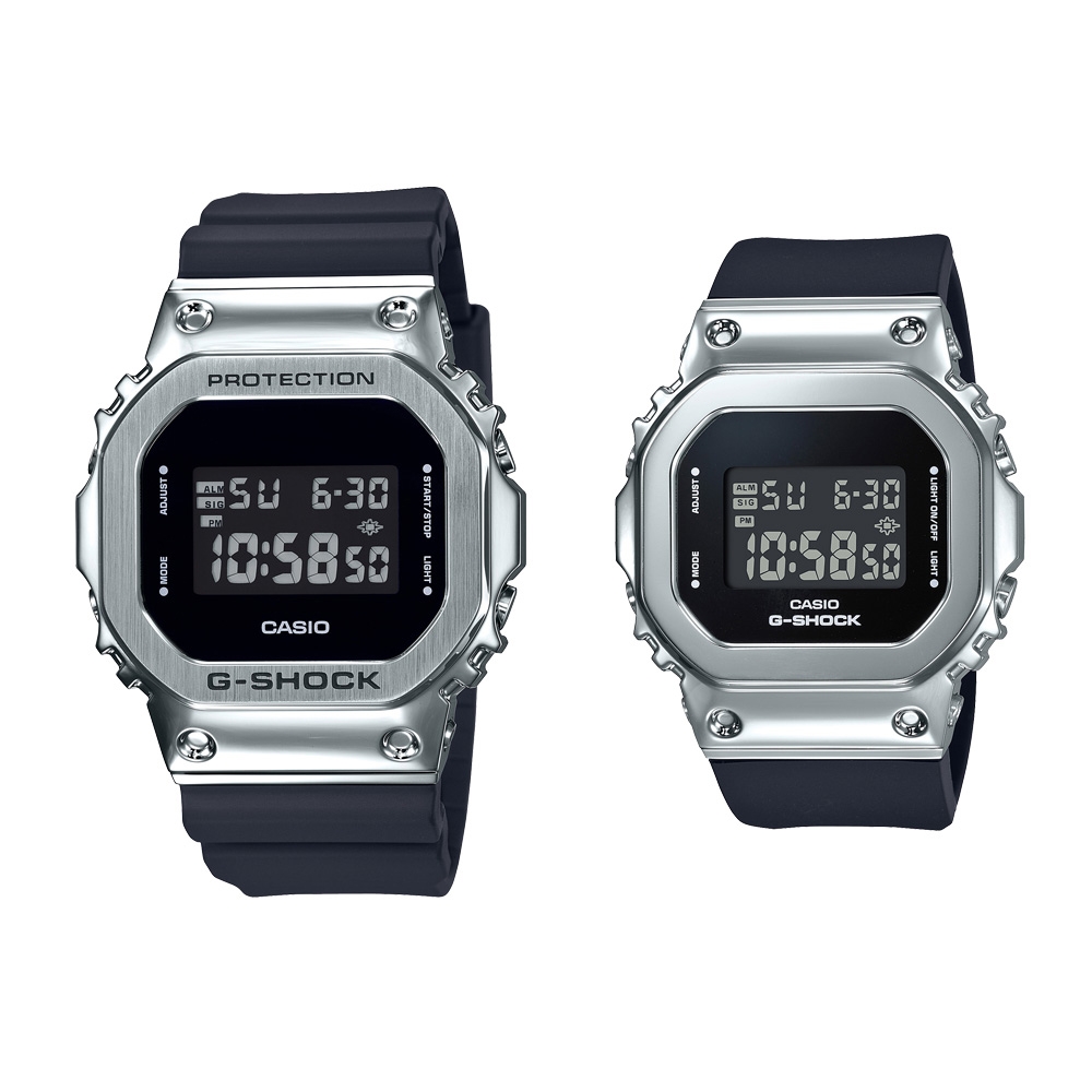 CASIO卡西歐G-SHOCK 金屬錶殼高端時尚質感經典對錶GM-5600-1/GM-S5600