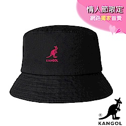 KANGOL-水洗棉質漁夫帽-黑粉袋鼠