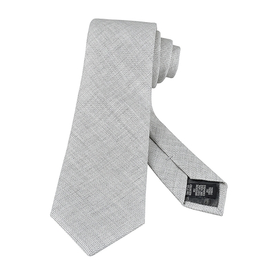 EMPORIO ARMANI緹花內襯LOGO羊毛混萊賽爾纖維領帶(寬版/淺灰)