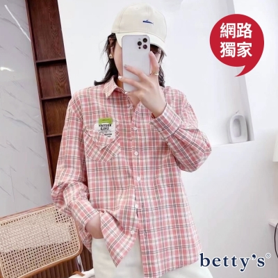betty’s網路款 造型標籤口袋彩色格紋襯衫(共三色)
