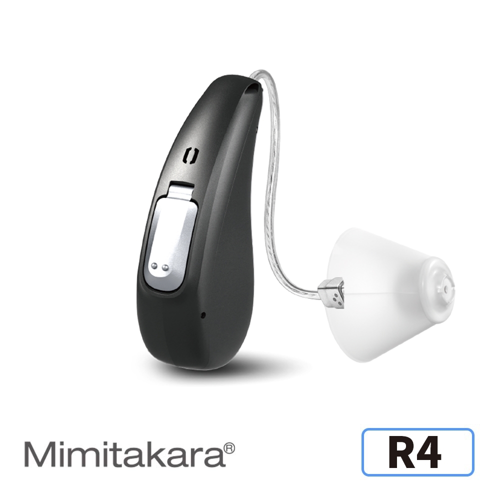 Mimitakara耳寶 24頻節能充電耳掛式助聽器R4-硝光黑