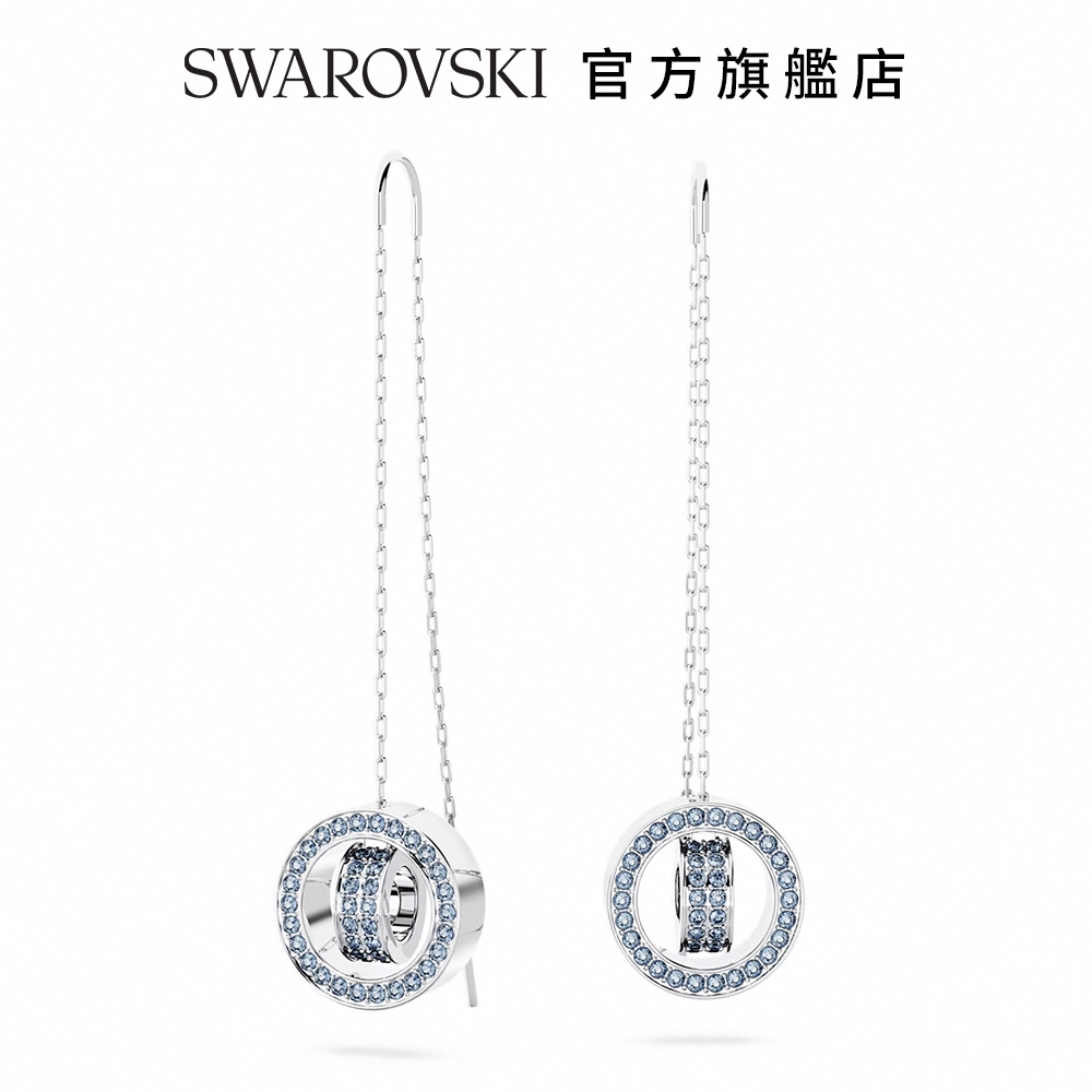 SWAROVSKI 施華洛世奇 Hollow 水滴形耳環 長, 藍色, 鍍白金色